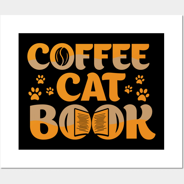 Coffee Cat Books Wall Art by BunnyCreative